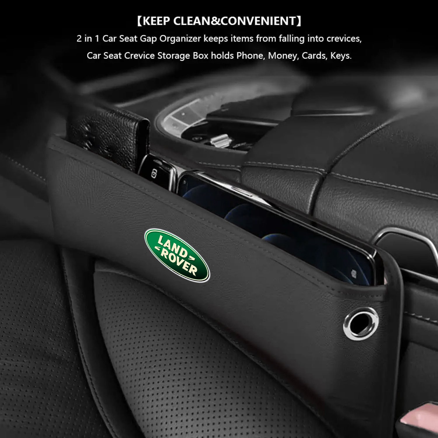 Car Seat Gap Filler Organizer, Custom For Your Cars, Multifunctional PU Leather Console Side Pocket Organizer for Cellphones, Cards, Wallets, Keys