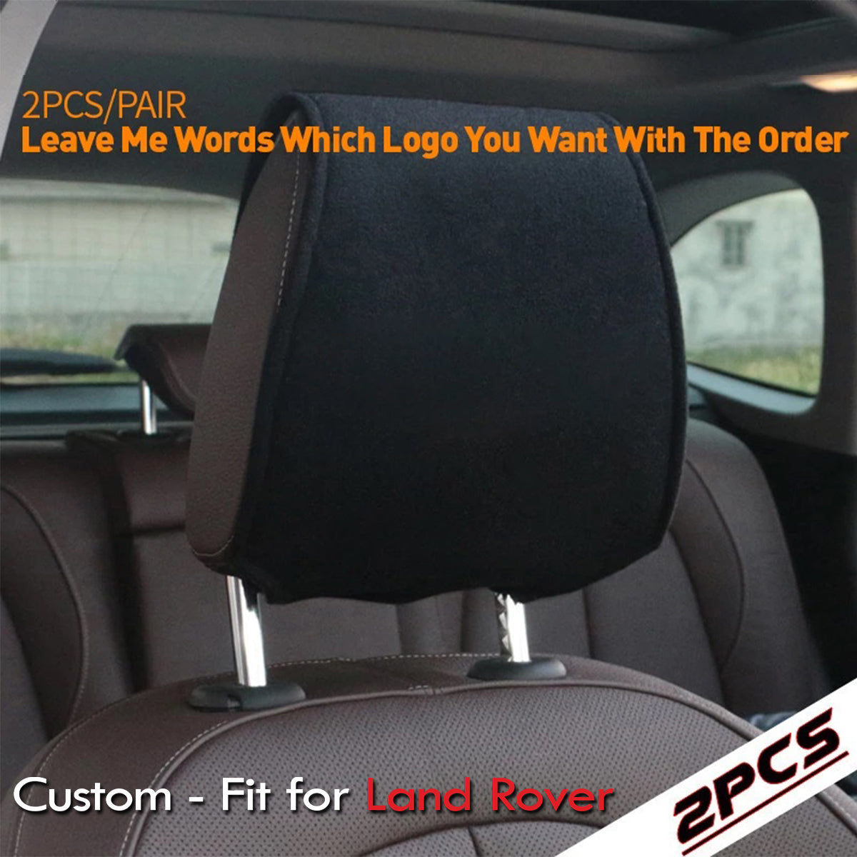 Car Seat Headrest Cover Breathable Flexible Headrest Covers Velcro Auto Headrest Covers Universal Fit, Custom-Fit For Land Rover, Car Accessories DLLR243 - Delicate Leather