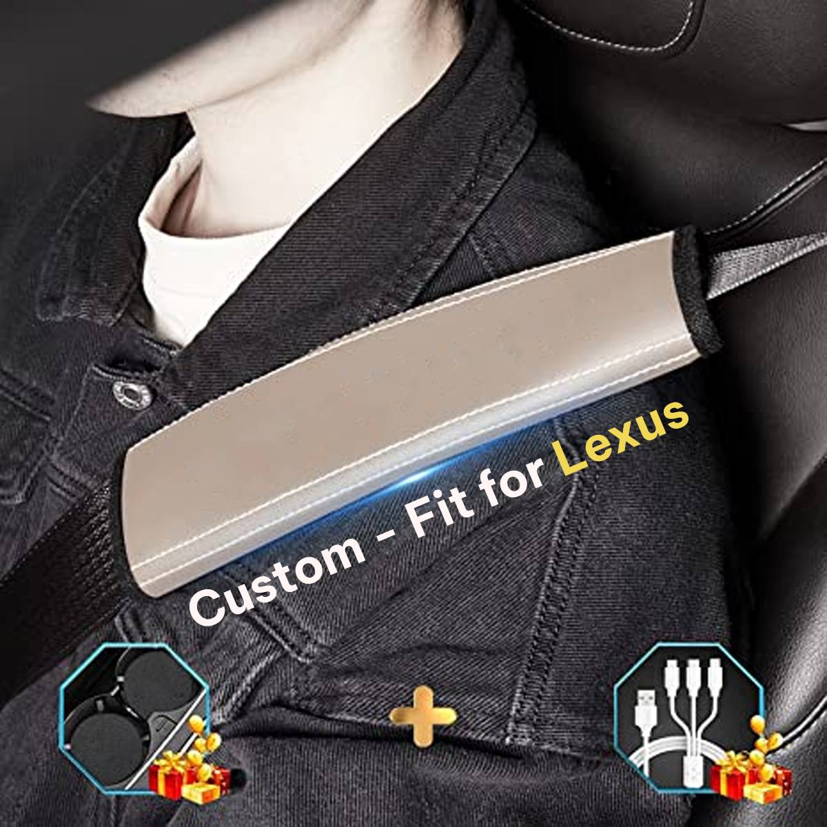 Car Seat Belt Covers (2PCS), Custom-Fit For Lexus, Microfiber Leather Seat Belt Shoulder Pads for More Comfortable Driving, Car Accessories DLFJ238 - Delicate Leather