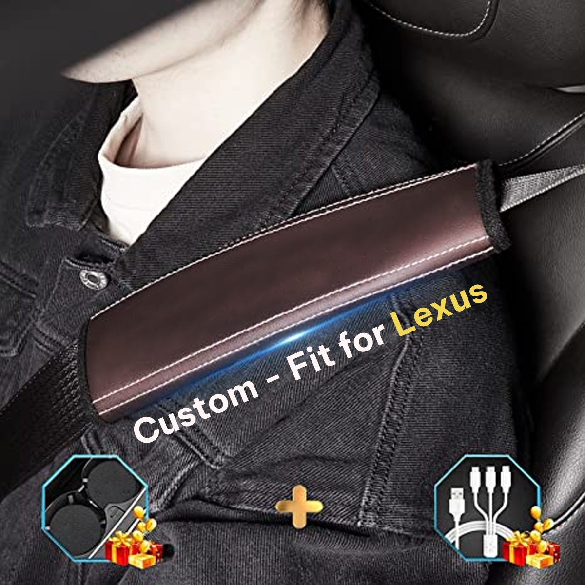 Car Seat Belt Covers (2PCS), Custom-Fit For Lexus, Microfiber Leather Seat Belt Shoulder Pads for More Comfortable Driving, Car Accessories DLFJ238 - Delicate Leather