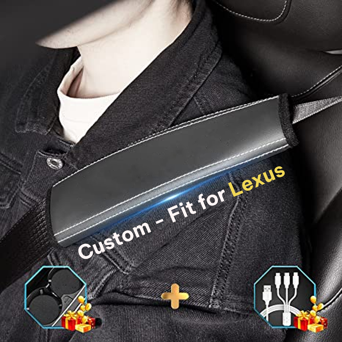 Car Seat Belt Covers (2PCS), Custom-Fit For Lexus, Microfiber Leather Seat Belt Shoulder Pads for More Comfortable Driving, Car Accessories DLFJ238 - Delicate Leather