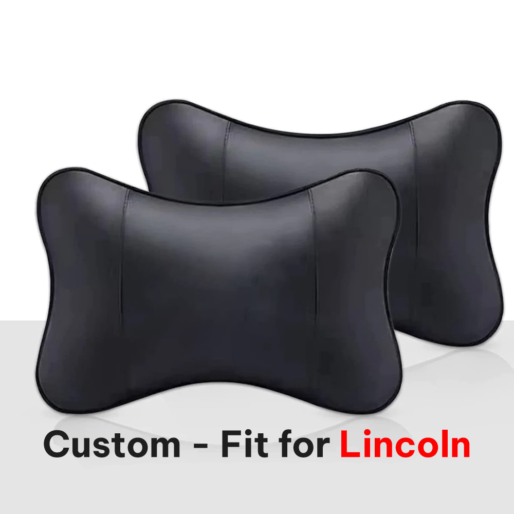 Thickened Foam Car Neck Pillow, Custom-Fit For Lincoln, Soft Leather Headrest (2 Pieces) for Driving Home Office DLLI245 - Delicate Leather