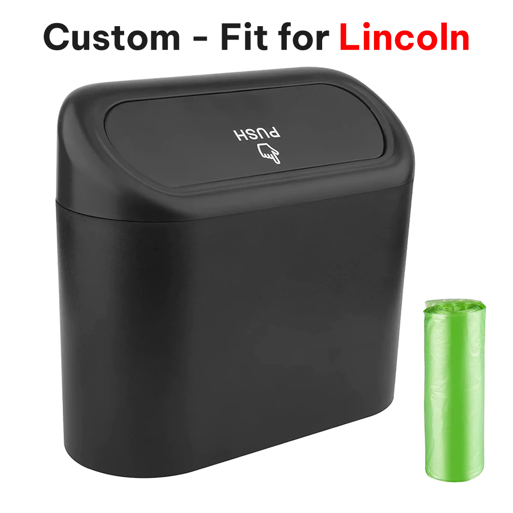 Delicate Leather Car Trash Can with Lid – Custom-Fit for Lincoln, Mini Waterproof Garbage Bin with Trash Bags, Cute Car Organizer for Storage & Waste - Delicate Leather