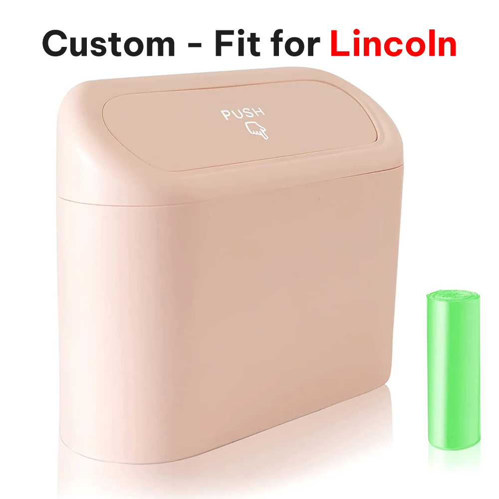 Delicate Leather Car Trash Can with Lid – Custom-Fit for Lincoln, Mini Waterproof Garbage Bin with Trash Bags, Cute Car Organizer for Storage & Waste - Delicate Leather