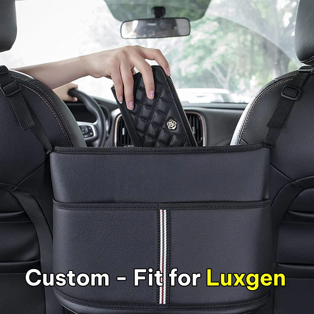 Car Purse Holder for Car Handbag Holder Between Seats Premium PU Leather, Custom Fit For Car, Hanging Car Purse Storage Pocket Back Seat Pet Barrier DLLE223
