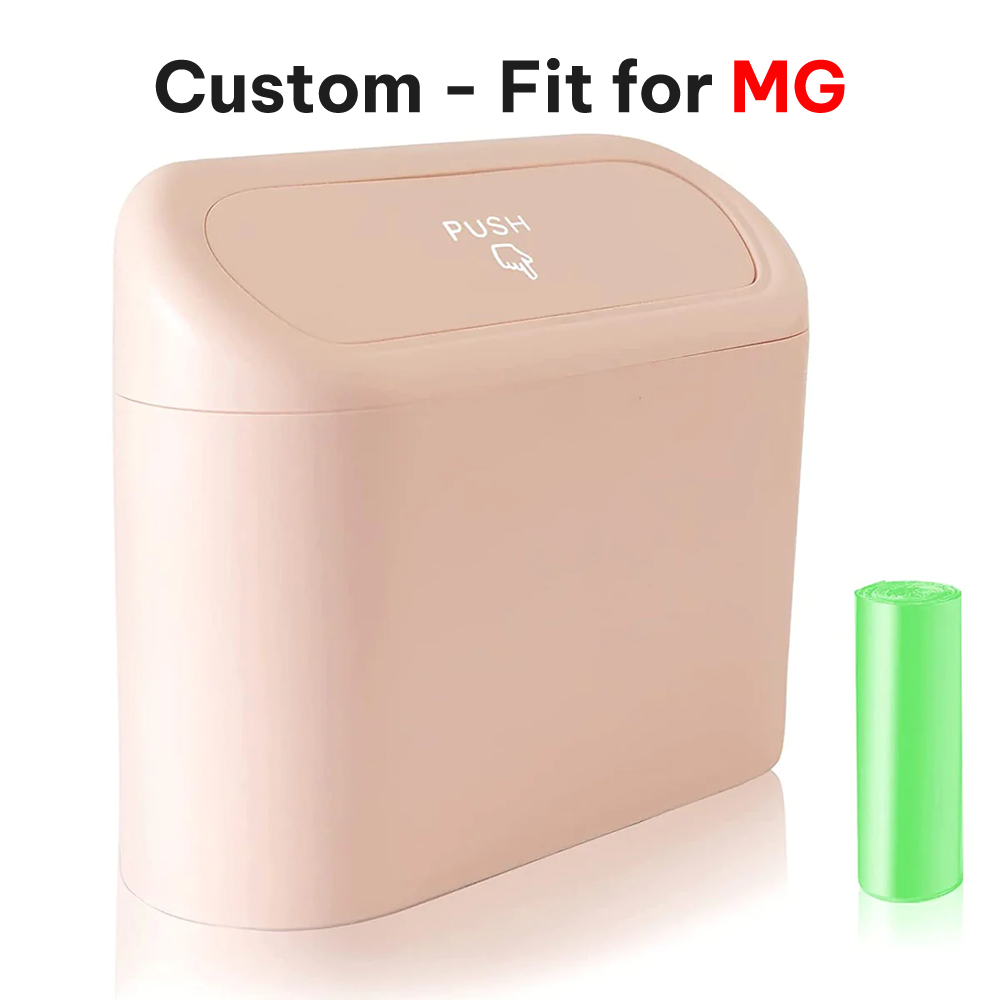 Delicate Leather Car Trash Can with Lid – Custom-Fit for MG, Mini Waterproof Garbage Bin with Trash Bags, Cute Car Organizer for Storage & Waste - Delicate Leather