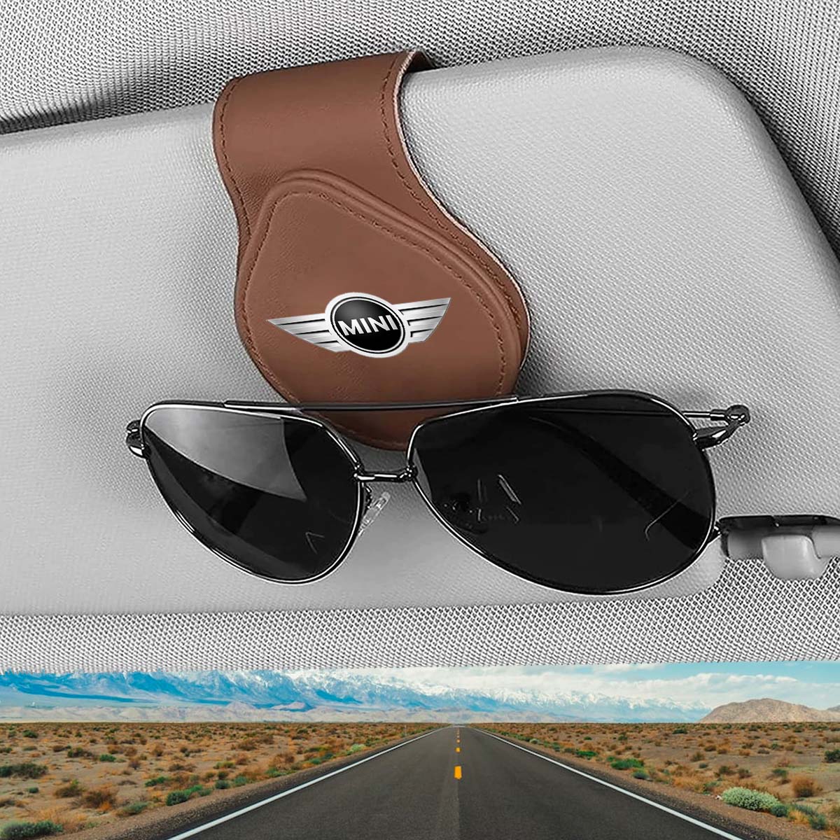 Car Sunglasses Holder, Custom For Your Cars, Magnetic Leather Glasses Frame 2024 Update MC13995 - Delicate Leather