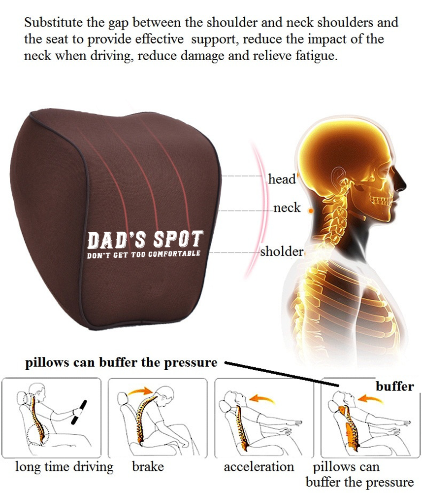 Funny Dad Lumbar Support Cushion for Car and Headrest Neck Pillow Kit, Custom For Cars, Ergonomically Design for Car Seat, Car Accessories, Father's Day Gift, Gift for Him, Gift for Daddy - Delicate Leather