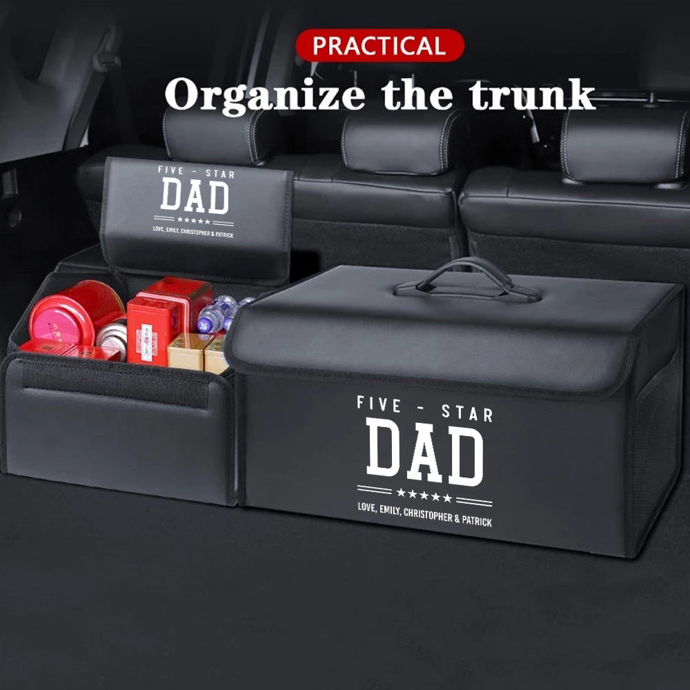 Personalized Foldable Trunk Storage Luggage Organizer Box, Custom-Fit For Car, SUV Trunk Organizer Van Cargo Carrier Caddy for Shopping, Camping Picnic, Home Garage, Gift for Daddy 15 - Delicate Leather