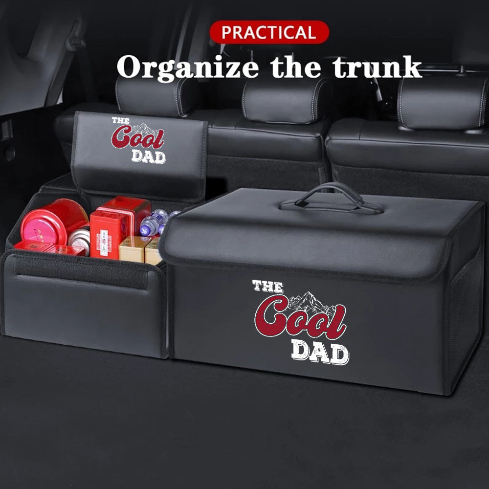 The Cool Dad Foldable Trunk Storage Luggage Organizer Box, Custom-Fit For Car, SUV Trunk Organizer Van Cargo Carrier Caddy for Shopping, Camping Picnic, Home Garage, Gift for Daddy 20 - Delicate Leather
