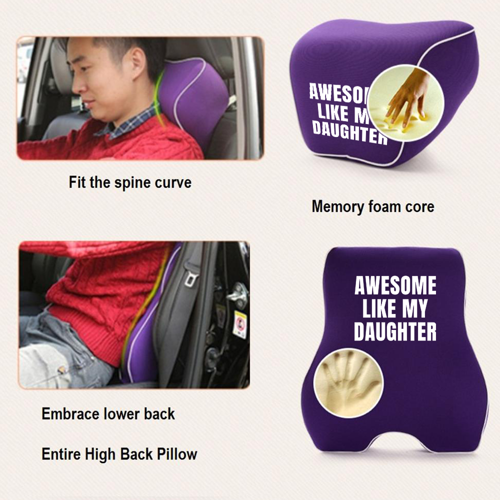 Awesome Like My Daughter Trendy Lumbar Support Cushion for Car and Headrest Neck Pillow Kit, Custom For Cars, Ergonomically Design for Car Seat, Car Accessories, Daughter Gift, Father's Day Gift, Gift for Him, Gift for Daddy - Delicate Leather
