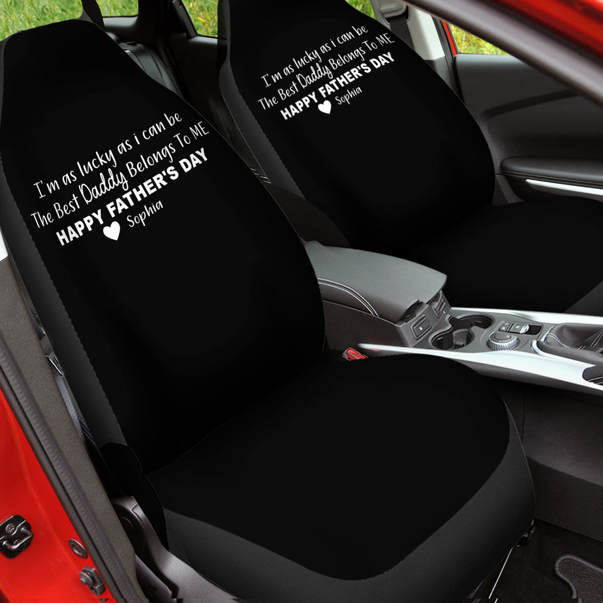 Personalized Car Seat Covers, Custom For Your Cars, Happy Father's Day, Car Bucket Seat Protection Airbag Compatible 2 PCS, Car Accessories, Gift for Daddy - Delicate Leather