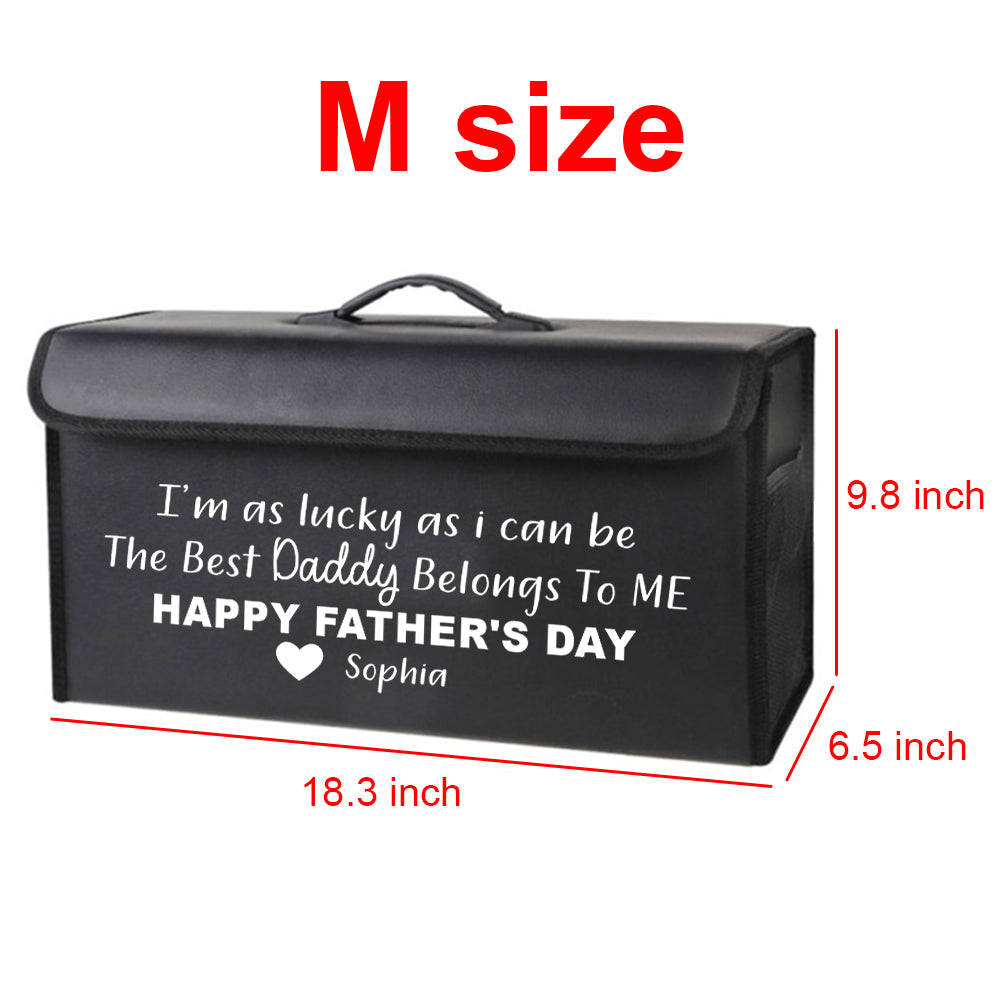 Personalized Foldable Trunk Storage Luggage Organizer Box, Custom-Fit For Car, SUV Trunk Organizer Van Cargo Carrier Caddy for Shopping, Camping Picnic, Home Garage, Gift for Daddy 13 - Delicate Leather