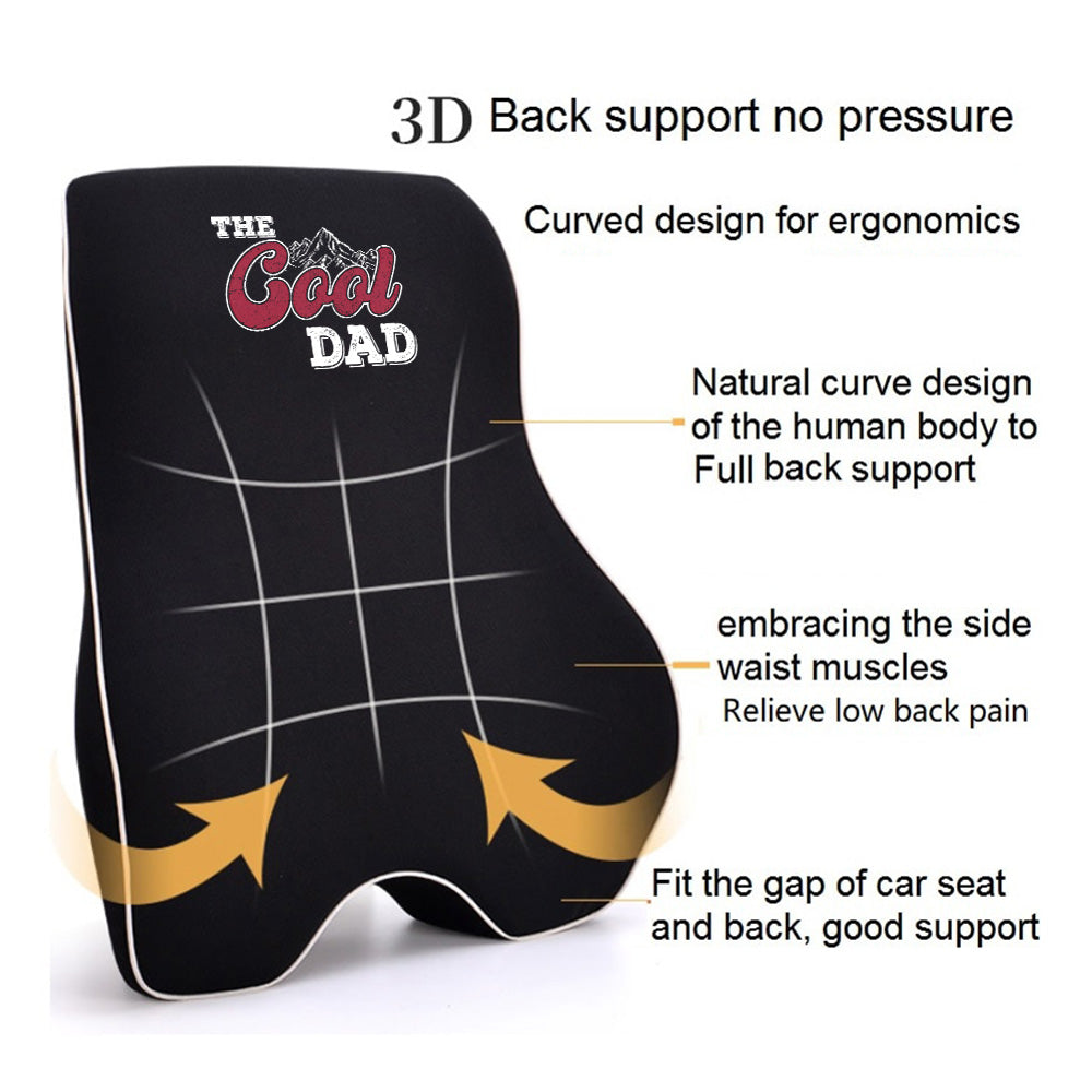 Lumbar Support Cushion for Car and Headrest Neck Pillow Kit, The Cool Dad, Custom For Cars, Ergonomically Design for Car Seat, Car Accessories, Gift for Daddy - Delicate Leather