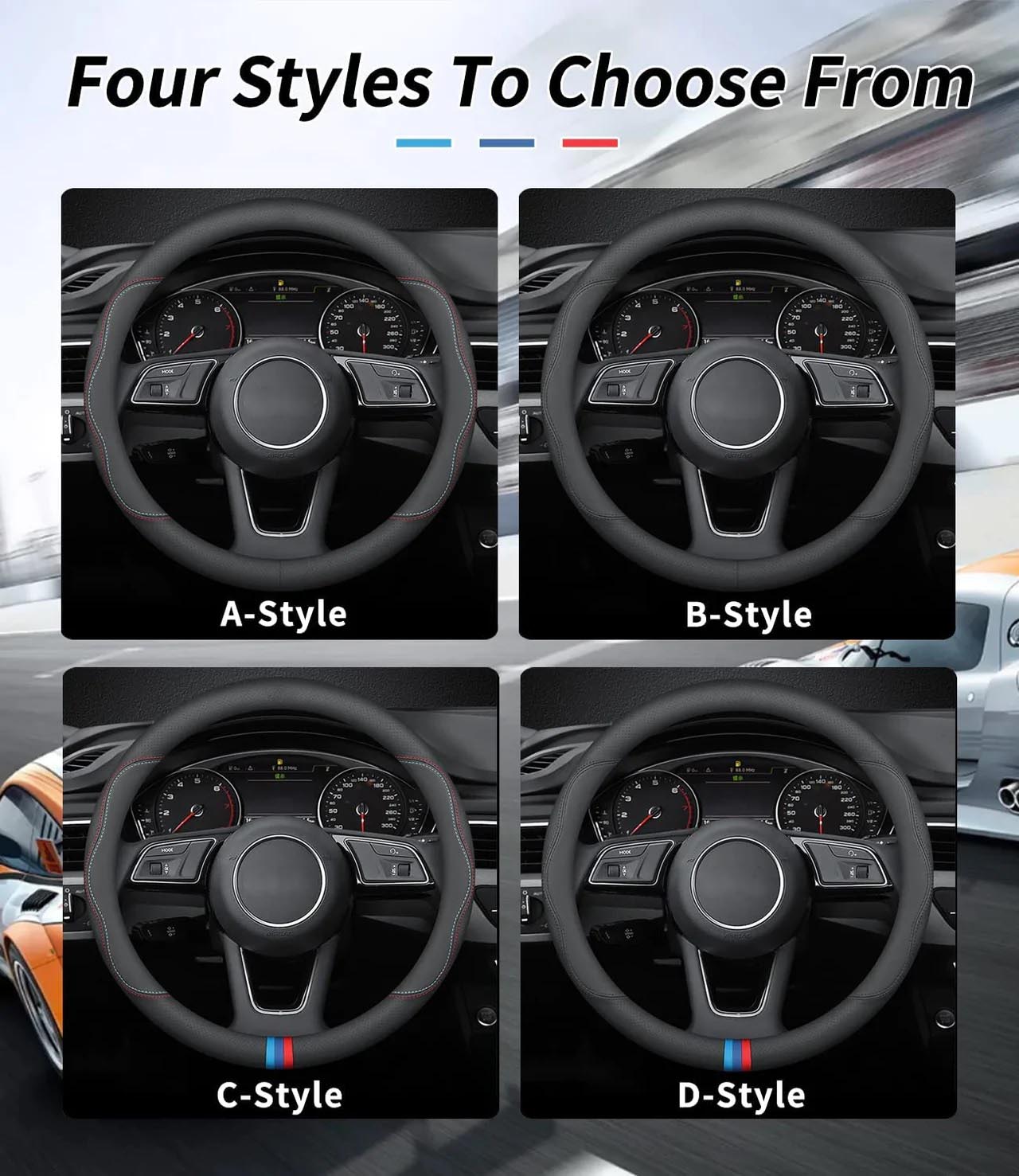 Car Steering Wheel Cover 2023 Update Version, Custom For Your Cars, Premium Leather Car Steering Wheel Cover with Logo, Car Accessories MT18991