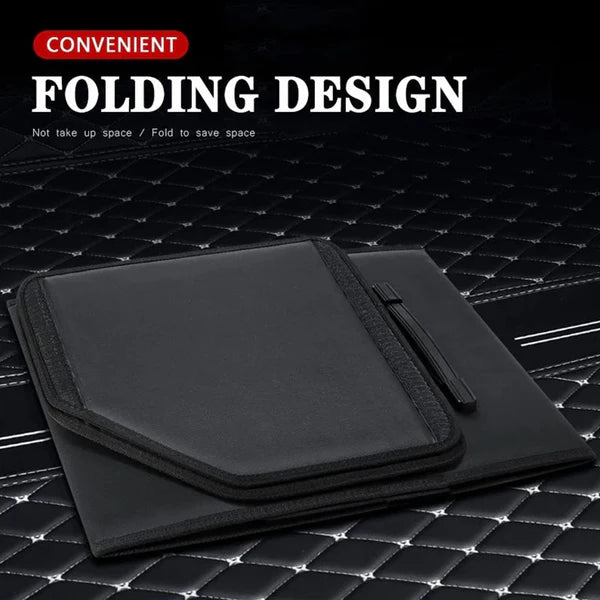 Foldable Trunk Storage Luggage Organizer Box, Custom For Cars, Portable Car Storage Box Bin SUV Van Cargo Carrier Caddy for Shopping, Camping Picnic, Home Garage, Car Accessories KX12996 - Delicate Leather