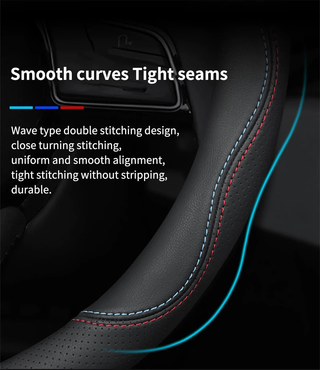 Car Steering Wheel Cover 2023 Update Version, Custom For Your Cars, Premium Leather Car Steering Wheel Cover with Logo, Car Accessories MT18991