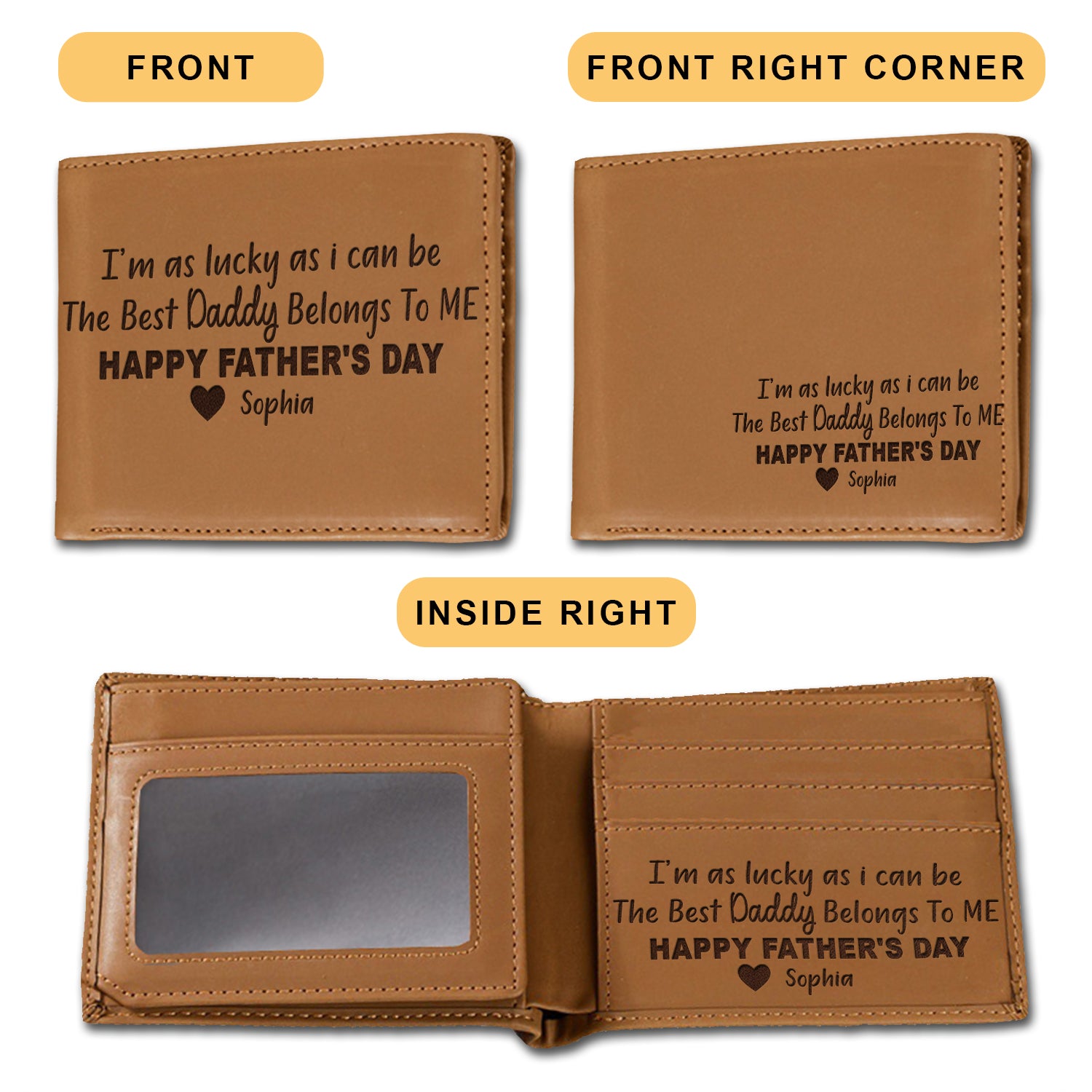 Personalized Wallet Men, Leather Wallet For Men, Custom  Engraved Wallet, Personalized Gifts For Him, Fathers Day Gifts, Husband, Boyfriend, Dad - Delicate Leather