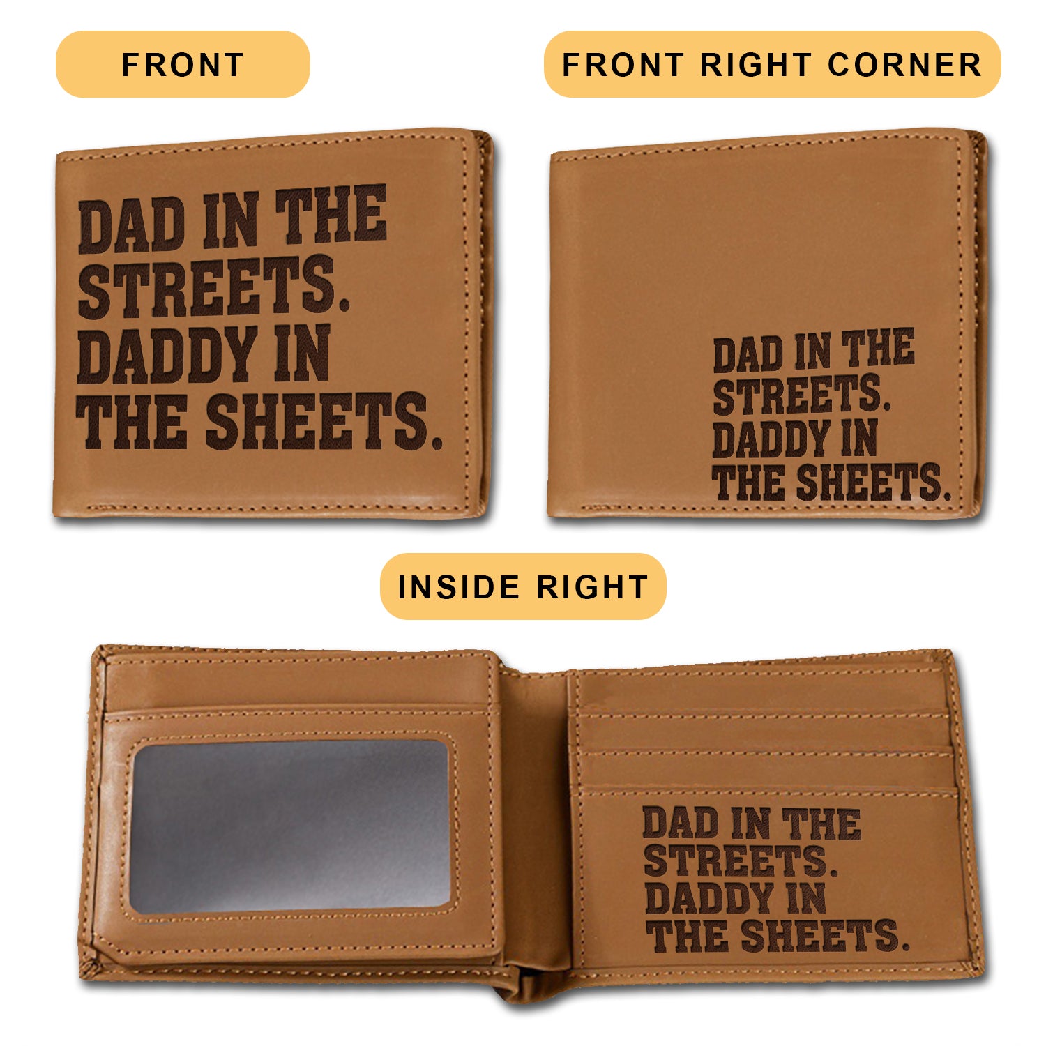 Dad In The Streets. Daddy In The Sheets Wallet Men, Leather Wallet For Men, Custom  Engraved Wallet, Personalized Gifts For Him, Fathers Day Gifts, Husband, Boyfriend, Dad - Delicate Leather