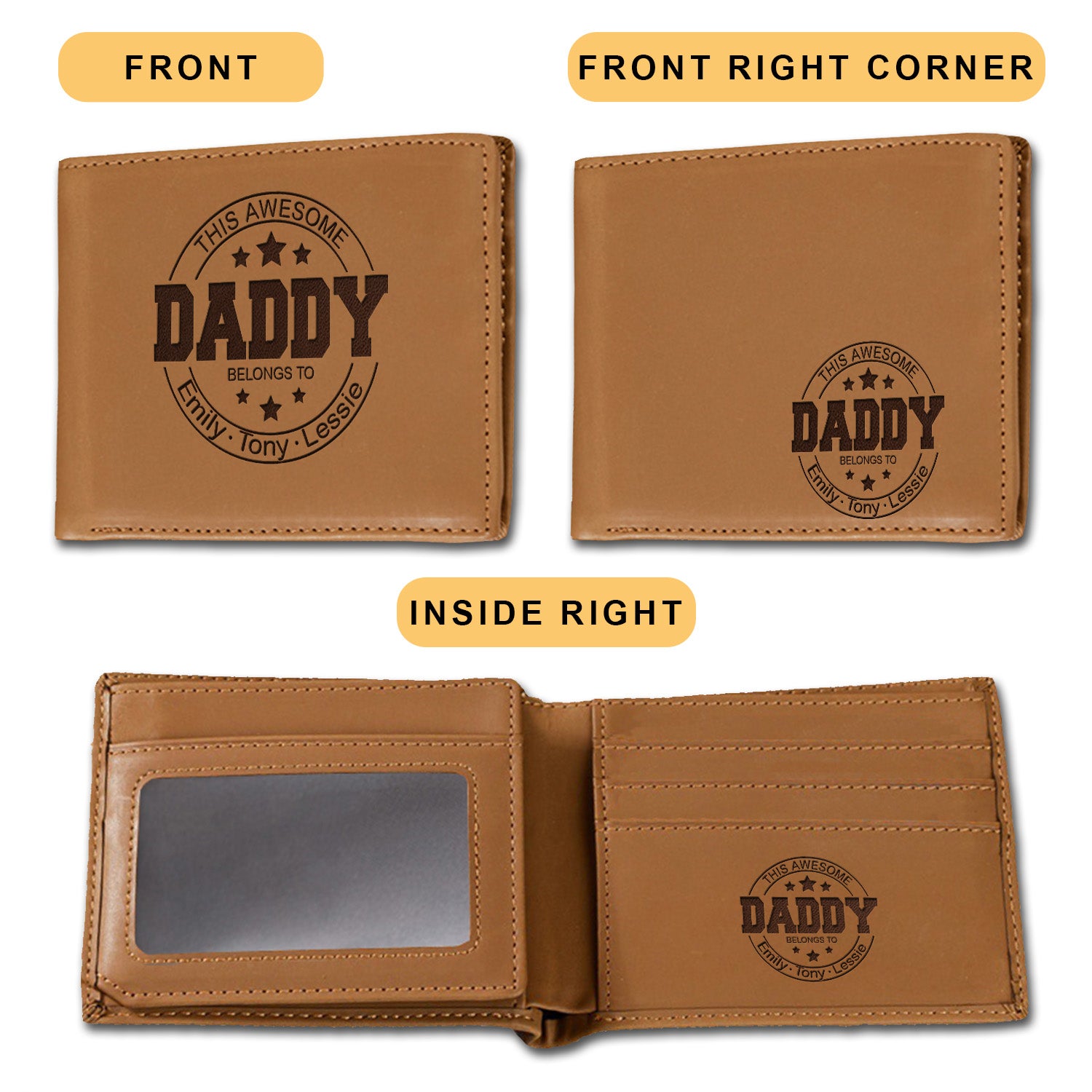 Personalized Wallet Men, Leather Wallet For Men, Custom  Engraved Wallet, Personalized Gifts For Him, Fathers Day Gifts, Husband, Boyfriend, Dad - Delicate Leather