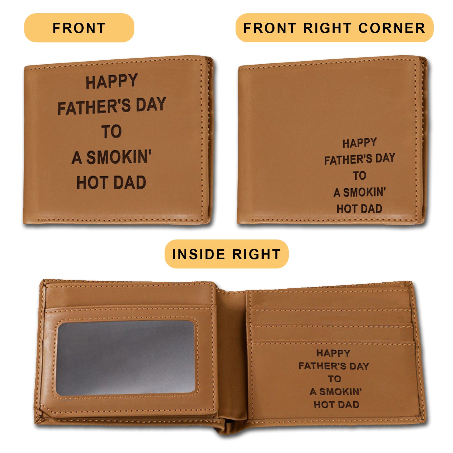 Happy Father's Day to a Smokin' Hot Dad Wallet Men, Leather Wallet For Men, Custom Engraved Wallet, Personalized Gifts For Him, Fathers Day Gifts, Husband, Boyfriend, Dad 14