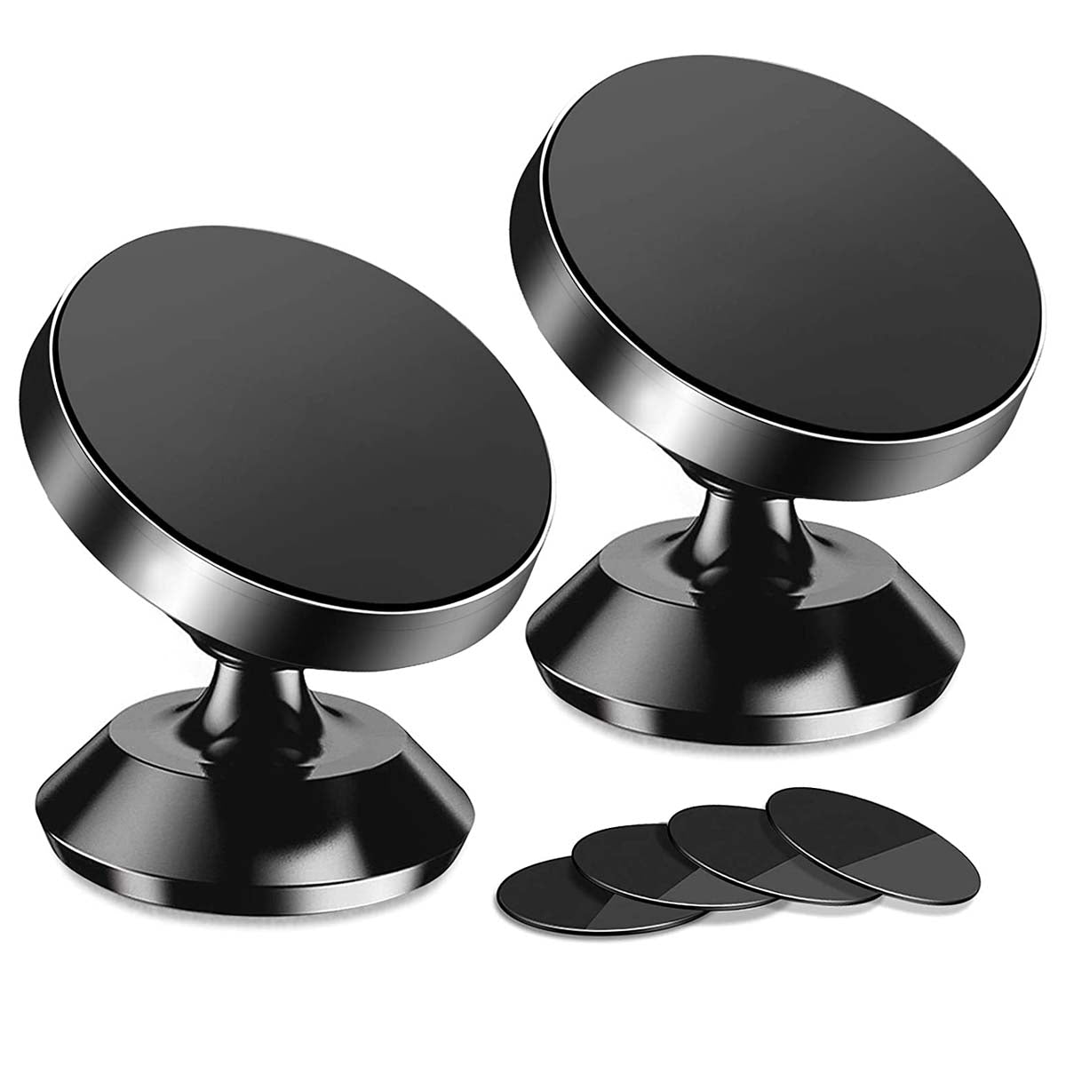 [2 Pack ] Magnetic Phone Mount, Custom For Cars, [ Super Strong Magnet ] [ with 4 Metal Plate ] car Magnetic Phone Holder, [ 360° Rotation ] Universal Dashboard car Mount Fits All Cell Phones, Car Accessories PF13982