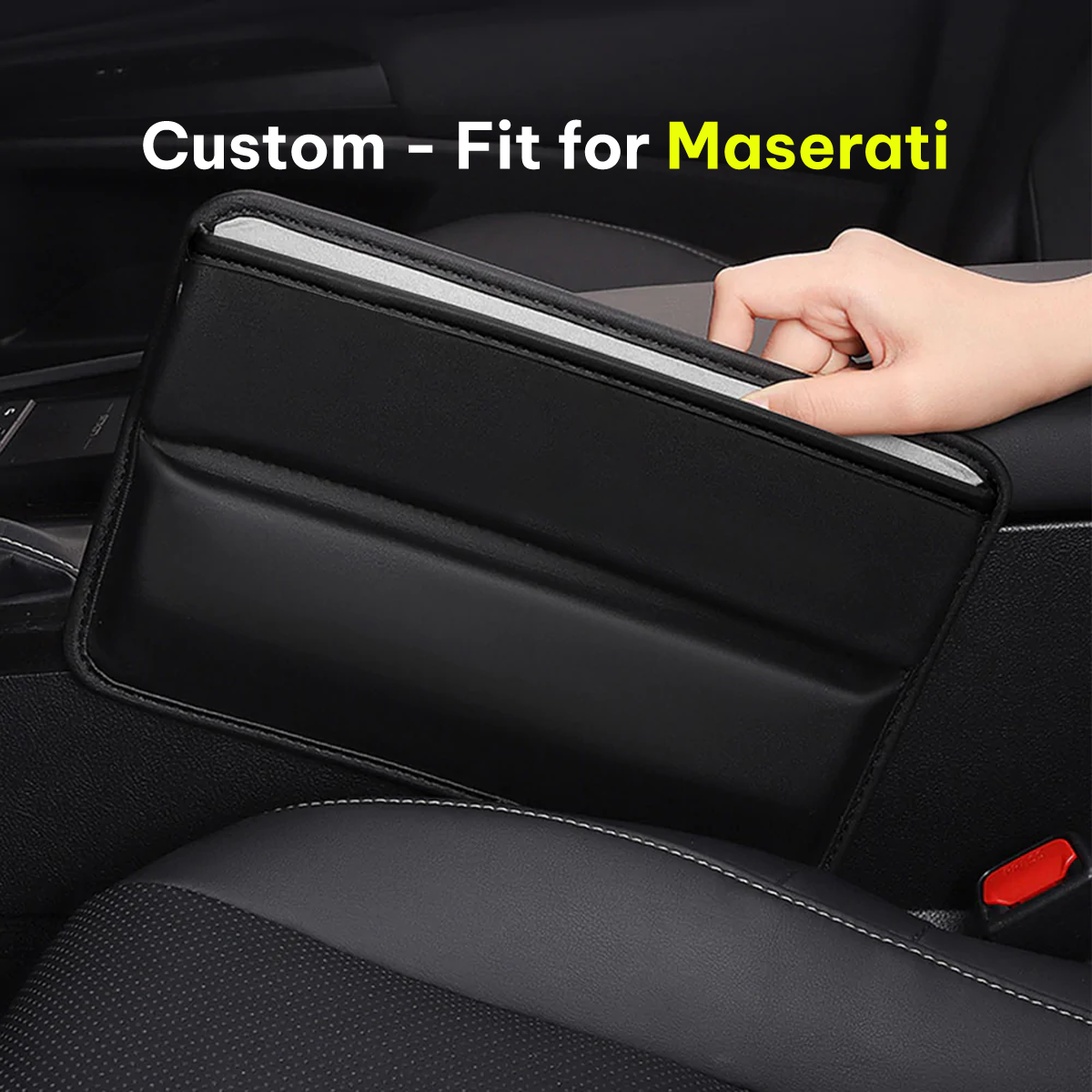 Car Seat Gap Filler Organizer, Custom-Fit For Maserati, Multifunctional PU Leather Console Side Pocket Organizer for Cellphones, Cards, Wallets, Keys DLMS226 - Delicate Leather