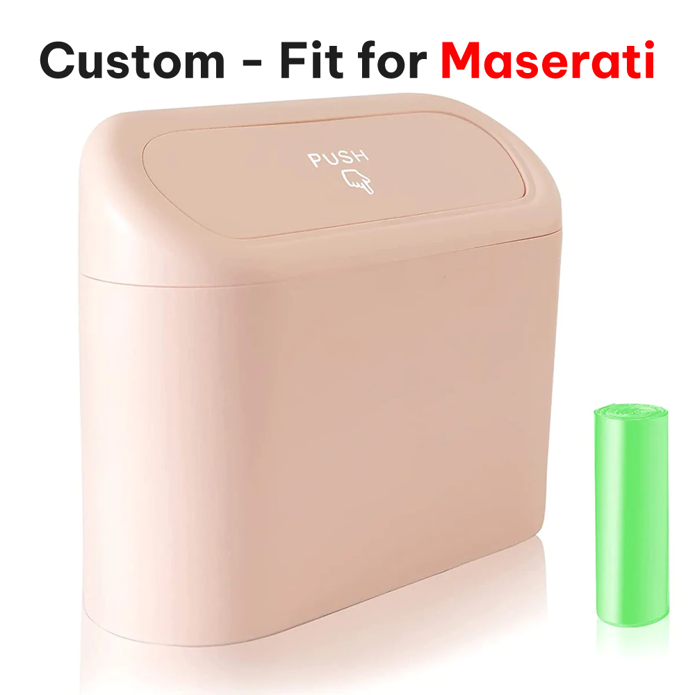Delicate Leather Car Trash Can with Lid – Custom-Fit for Maserati, Mini Waterproof Garbage Bin with Trash Bags, Cute Car Organizer for Storage & Waste - Delicate Leather