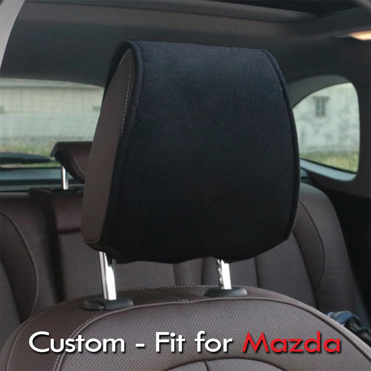 Car Seat Headrest Cover Breathable Flexible Headrest Covers Velcro Auto Headrest Covers Universal Fit, Custom-Fit For Mazda, Car Accessories DLMA243 - Delicate Leather