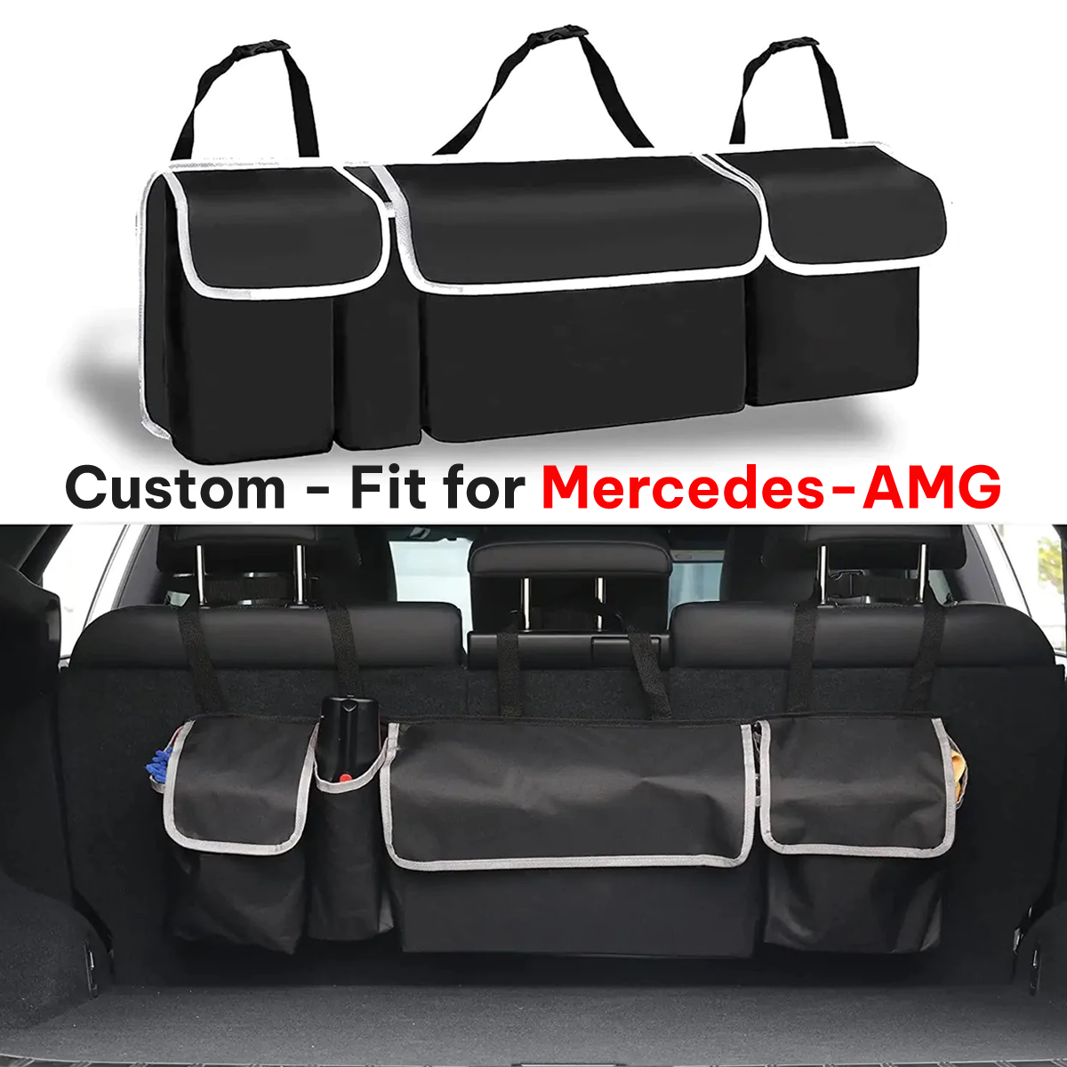 Car Trunk Hanging Organizer, Custom-Fit For Mercedes AMG, Foldable Car Trunk Organizer Maximizing Your Trunk Space DLLM239 - Delicate Leather