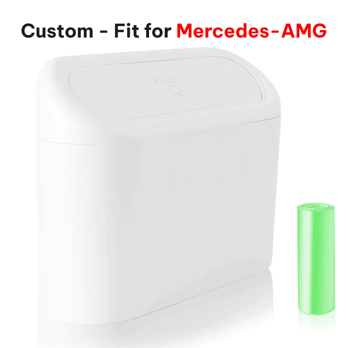 Delicate Leather Car Trash Can with Lid – Custom-Fit for Mercedes AMG, Mini Waterproof Garbage Bin with Trash Bags, Cute Car Organizer for Storage & Waste - Delicate Leather