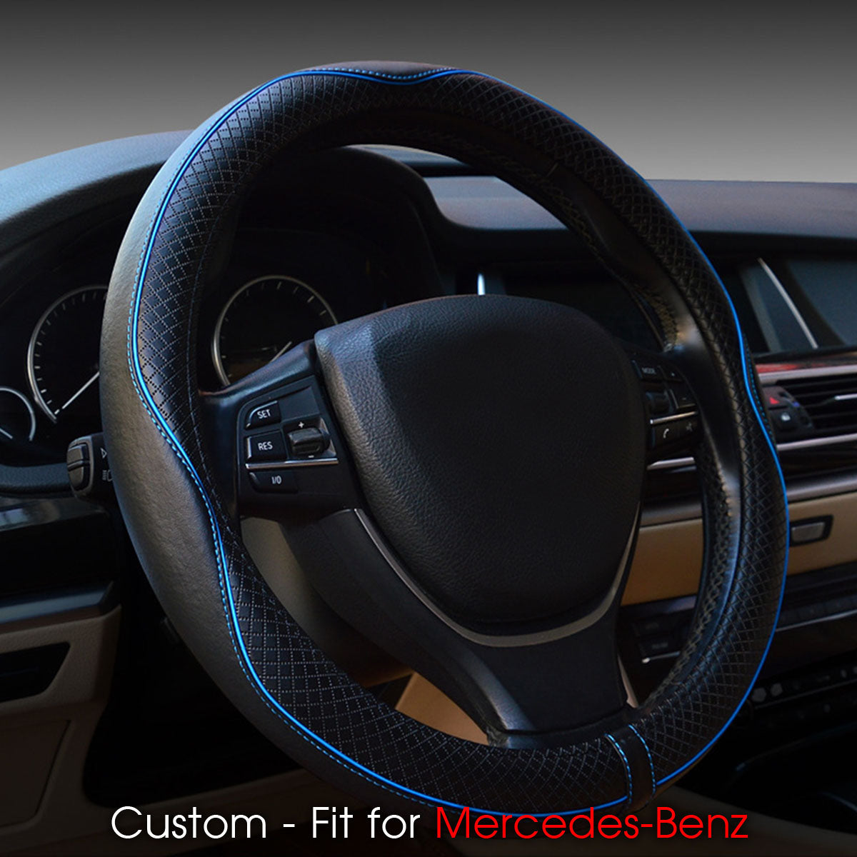 Car Steering Wheel Cover, Custom For Your Cars, Anti-Slip, Safety, Soft, Breathable, Heavy Duty, Thick, Full Surround, Sports Style, Car Accessories MB18990