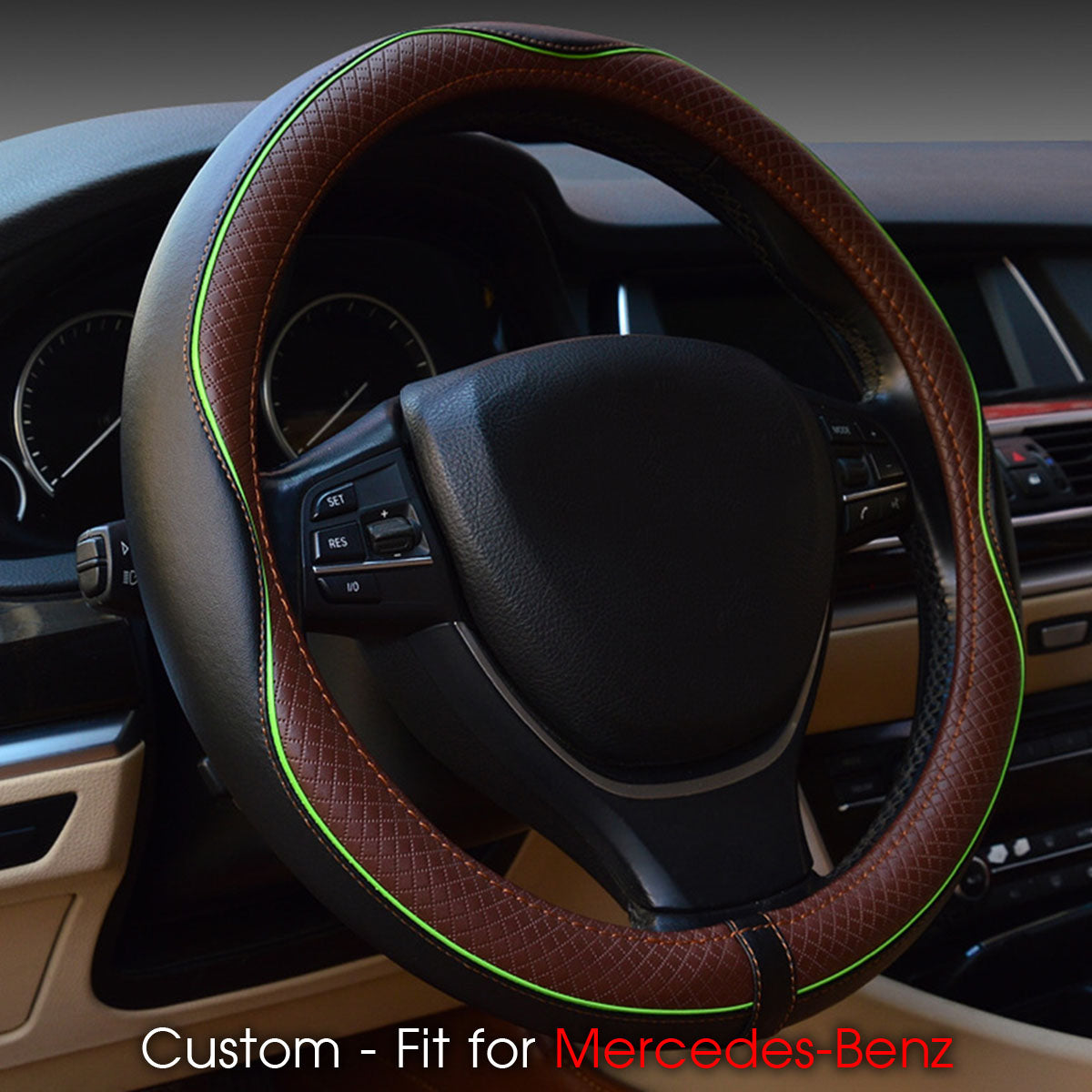 Car Steering Wheel Cover, Custom For Your Cars, Anti-Slip, Safety, Soft, Breathable, Heavy Duty, Thick, Full Surround, Sports Style, Car Accessories MB18990