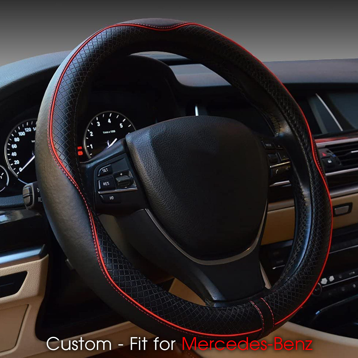 Car Steering Wheel Cover, Custom For Your Cars, Anti-Slip, Safety, Soft, Breathable, Heavy Duty, Thick, Full Surround, Sports Style, Car Accessories MB18990