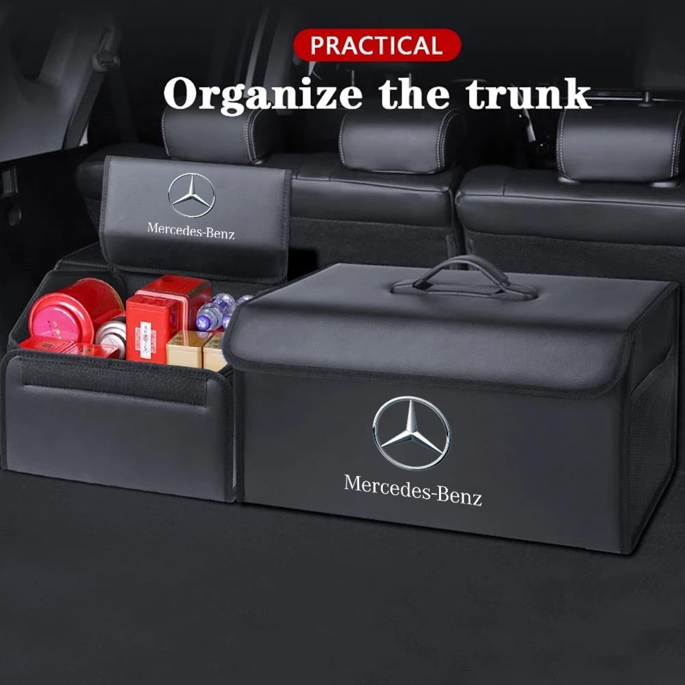 Foldable Trunk Storage Luggage Organizer Box, Custom For Cars, Portable Car Storage Box Bin SUV Van Cargo Carrier Caddy for Shopping, Camping Picnic, Home Garage, Car Accessories MB12996 - Delicate Leather
