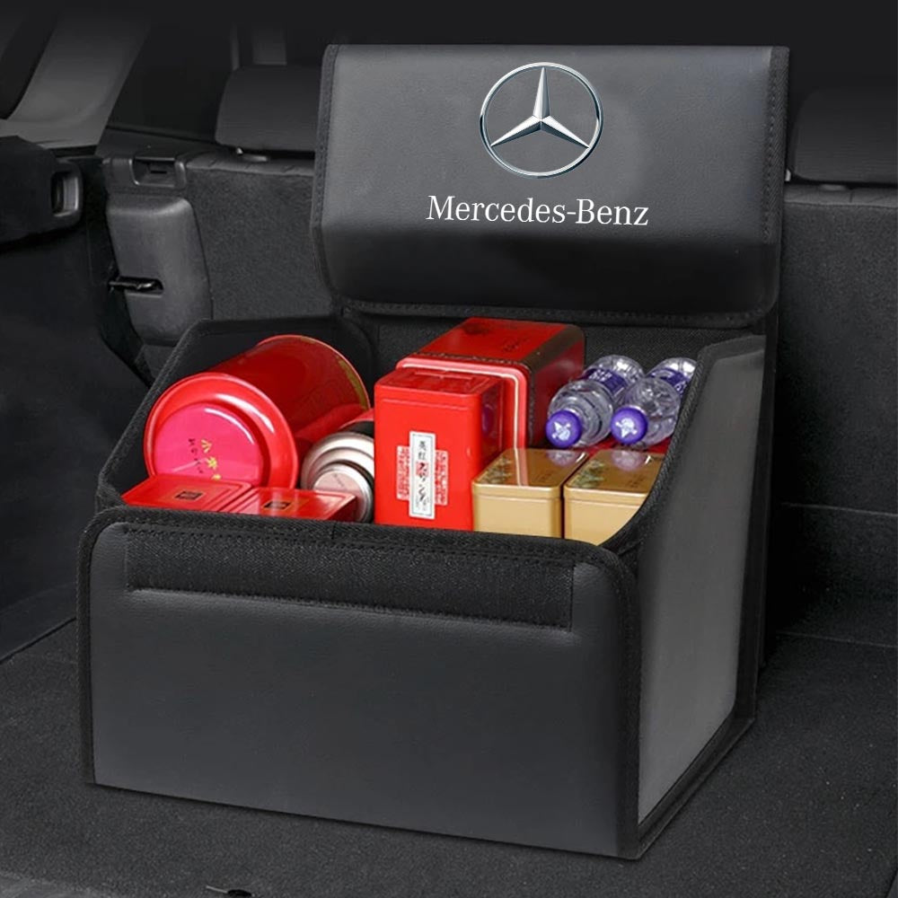 Foldable Trunk Storage Luggage Organizer Box, Custom For Cars, Portable Car Storage Box Bin SUV Van Cargo Carrier Caddy for Shopping, Camping Picnic, Home Garage, Car Accessories MB12996 - Delicate Leather
