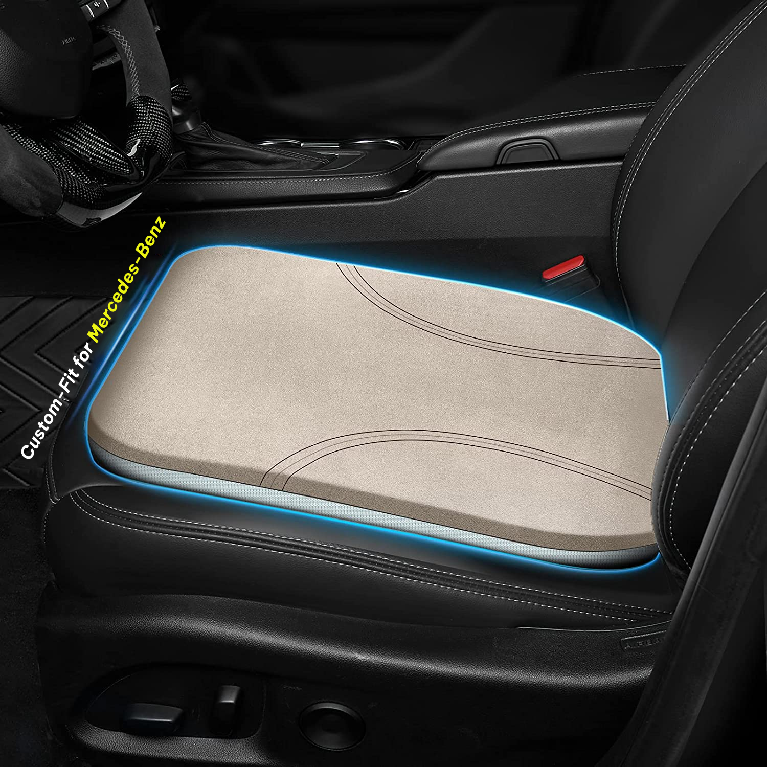 Car Seat Cushion, Custom Fit For Mercedes-Benz, Car Memory Foam Seat Cushion, Heightening Seat Cushion, Seat Cushion for Car and Office Chair DLMB224 - Delicate Leather