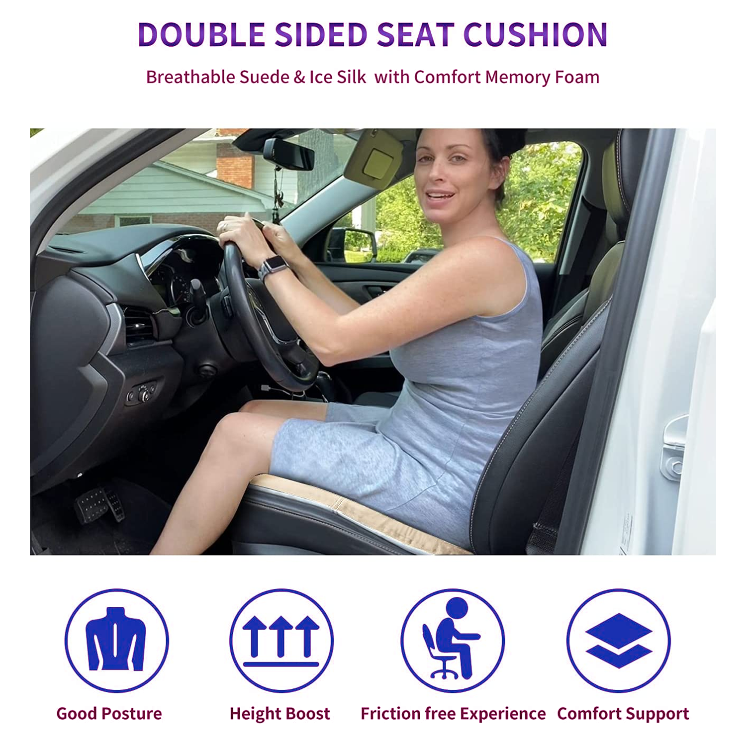 Car Seat Cushion, Custom Fit For Mercedes-Benz, Car Memory Foam Seat Cushion, Heightening Seat Cushion, Seat Cushion for Car and Office Chair DLMB224 - Delicate Leather