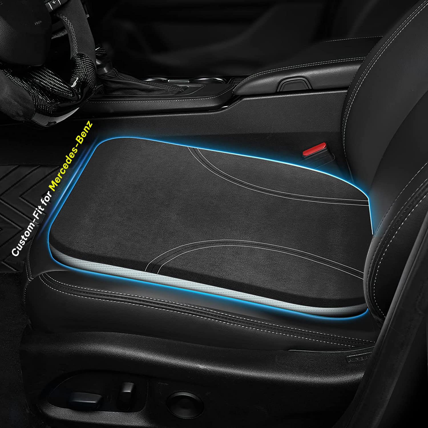 Car Seat Cushion, Custom Fit For Mercedes-Benz, Car Memory Foam Seat Cushion, Heightening Seat Cushion, Seat Cushion for Car and Office Chair DLMB224 - Delicate Leather