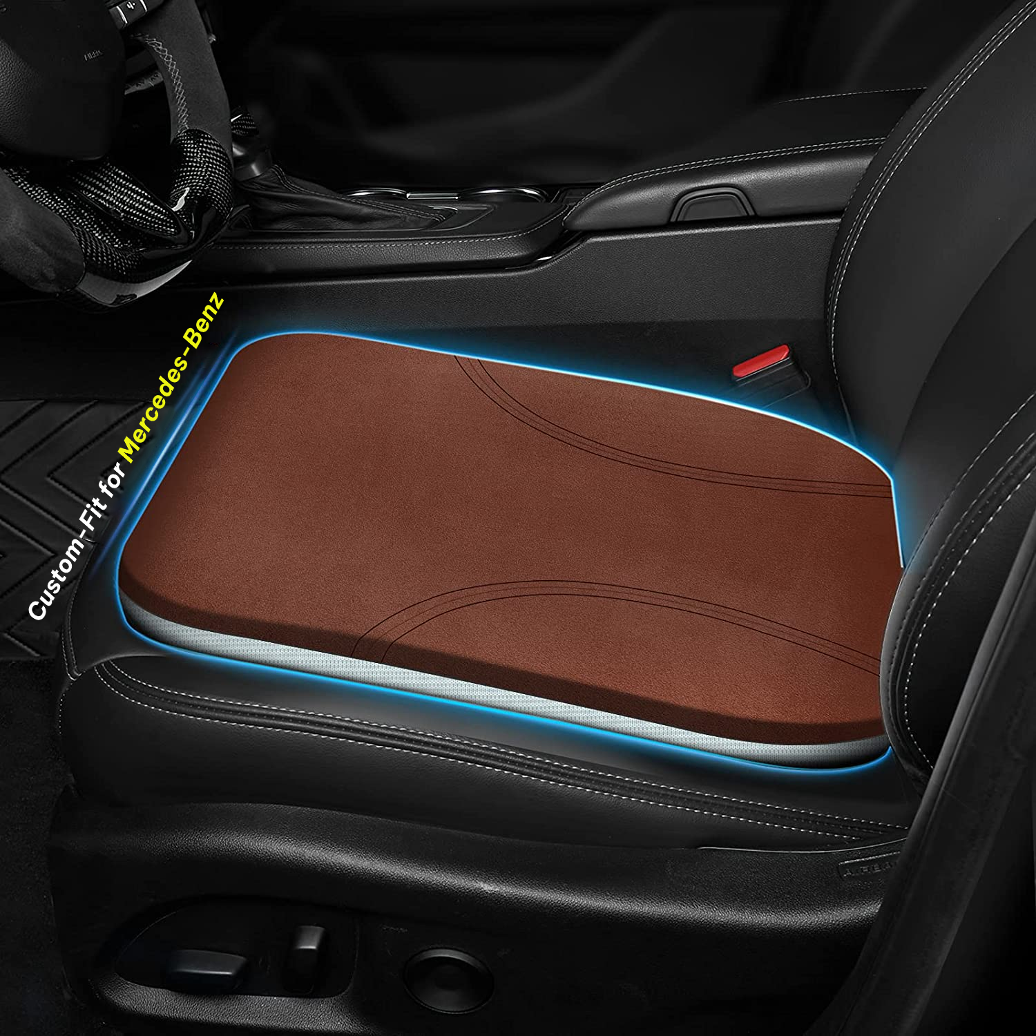 Car Seat Cushion, Custom Fit For Mercedes-Benz, Car Memory Foam Seat Cushion, Heightening Seat Cushion, Seat Cushion for Car and Office Chair DLMB224 - Delicate Leather