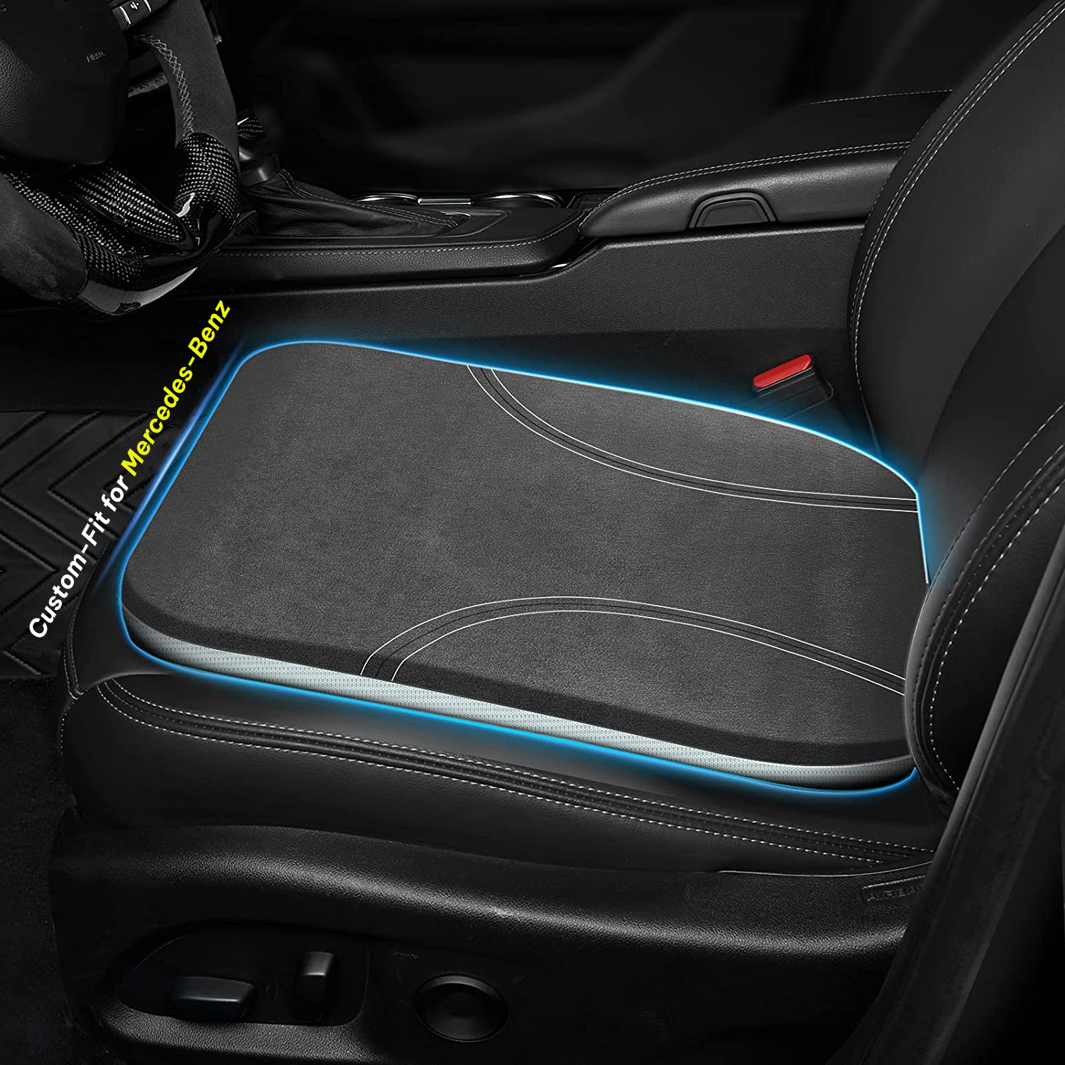Car Seat Cushion, Custom Fit For Mercedes-Benz, Car Memory Foam Seat Cushion, Heightening Seat Cushion, Seat Cushion for Car and Office Chair DLMB224 - Delicate Leather
