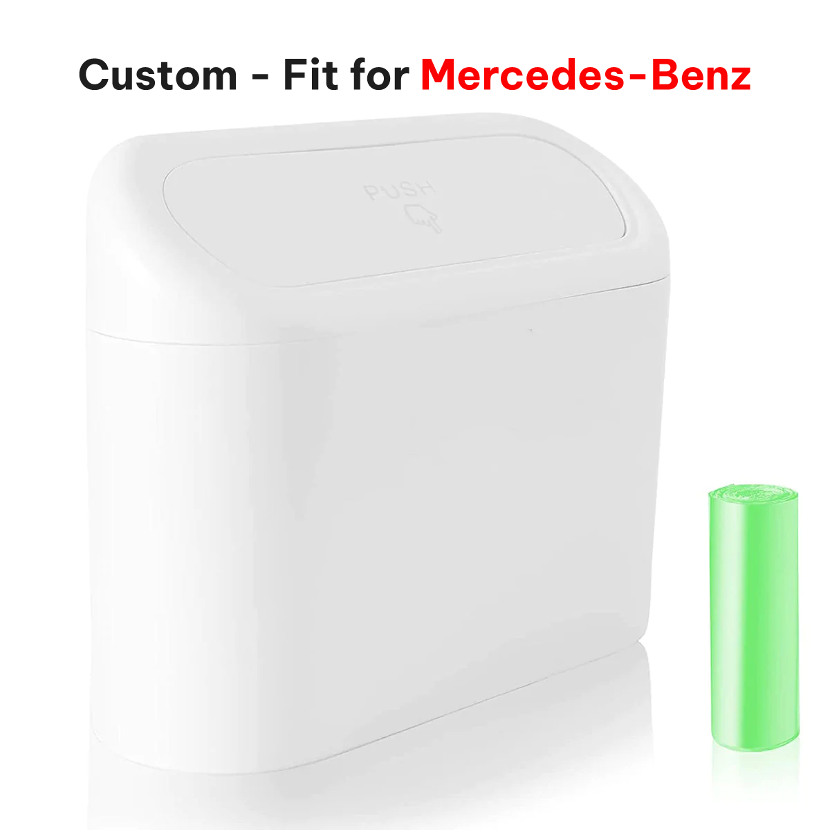 Delicate Leather Car Trash Can with Lid – Custom-Fit for Mercedes-Benz, Mini Waterproof Garbage Bin with Trash Bags, Cute Car Organizer for Storage & Waste - Delicate Leather
