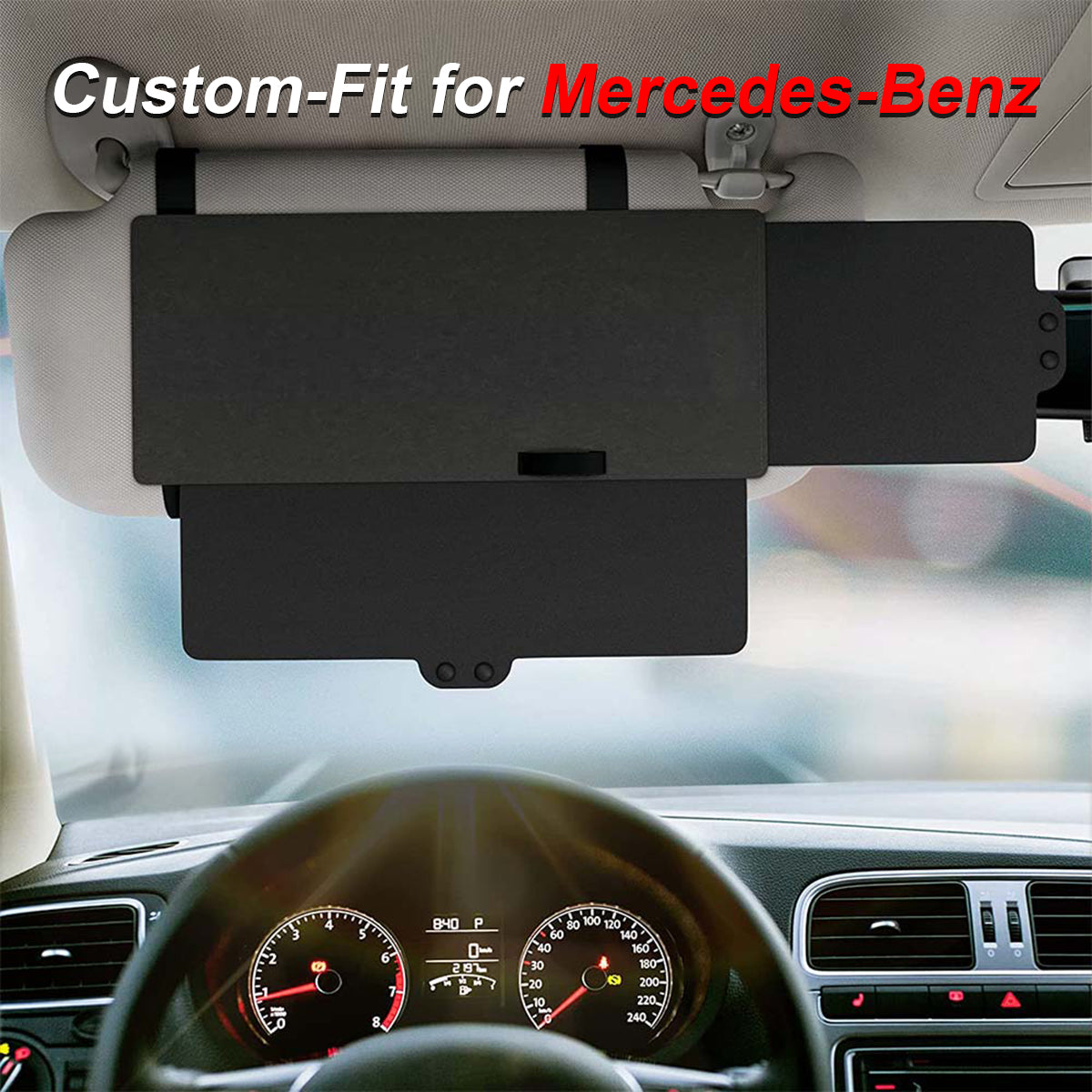 Polarized Sun Visor Sunshade Extender for Car with Polycarbonate Lens, Custom fit for Mercedes-Benz, Anti-Glare Car Sun Visor Protects from Sun Glare DLMB255 - Delicate Leather