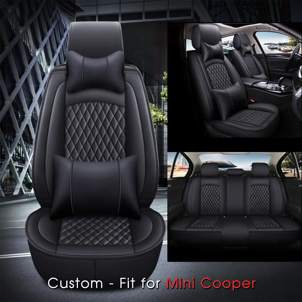 2 Car Seat Covers Full Set, Custom For Your Cars, Waterproof Leather Front Rear Seat Automotive Protection Cushions, Car Accessories - Delicate Leather
