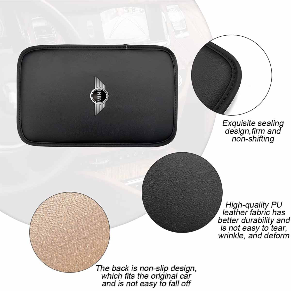 Leather Center Console Cushion Pad, Custom For Your Cars, Waterproof Armrest Seat Box Cover Fit, Car Interior Protection Accessories, Car Accessories MC13991 - Delicate Leather