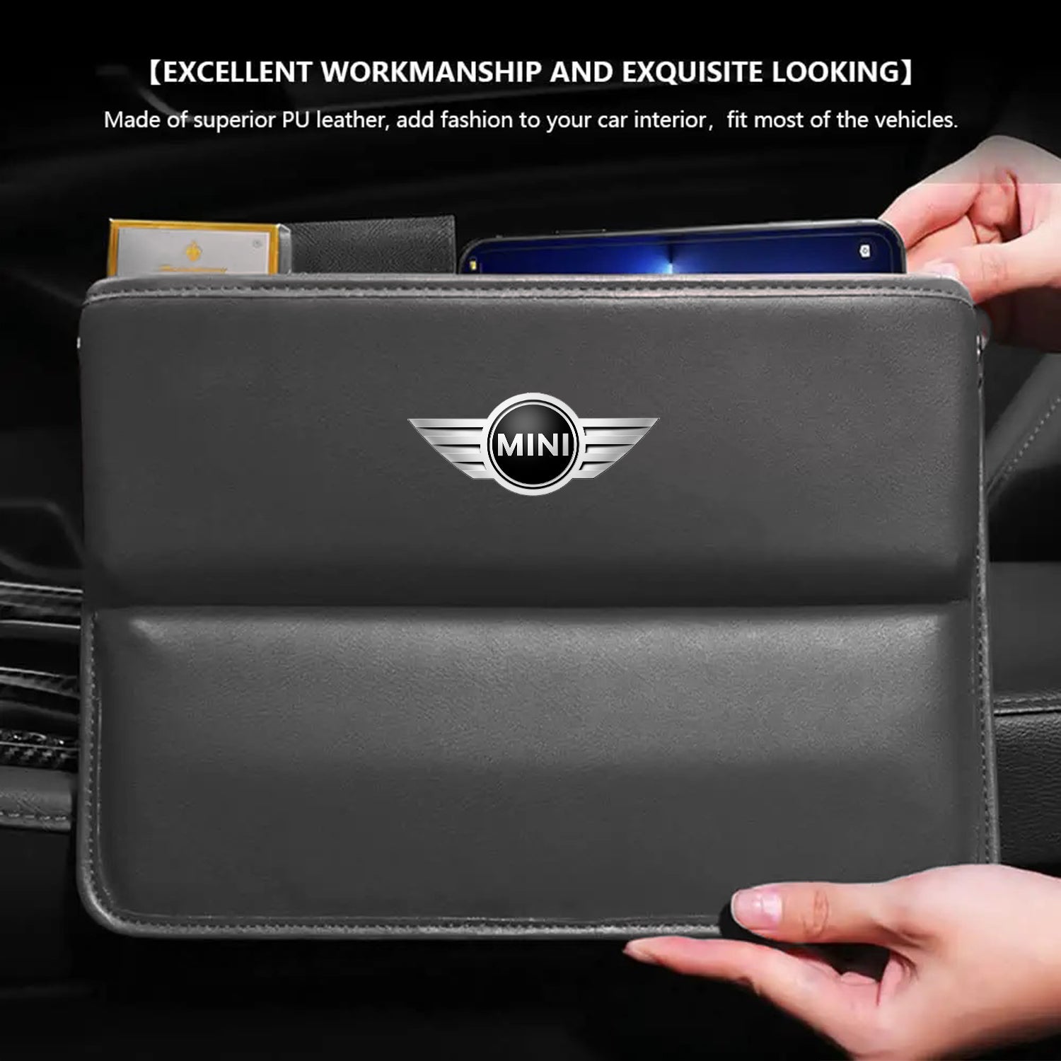 Car Seat Gap Filler Organizer, Custom Fir For Your Cars, Multifunctional PU Leather Console Side Pocket Organizer for Cellphones, Cards, Wallets, Keys