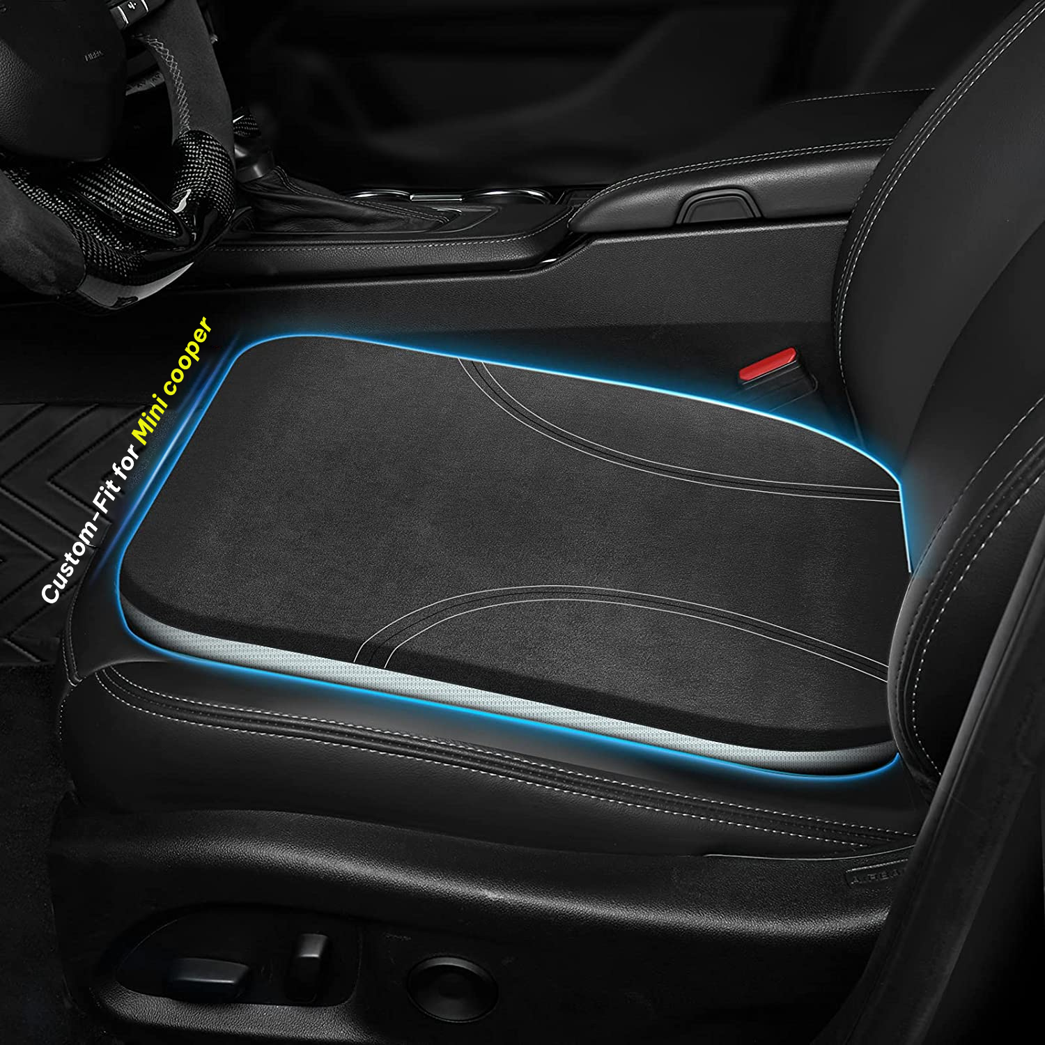 Car Seat Cushion, Custom Fit For Mini Cooper, Car Memory Foam Seat Cushion, Heightening Seat Cushion, Seat Cushion for Car and Office Chair DLMT224 - Delicate Leather