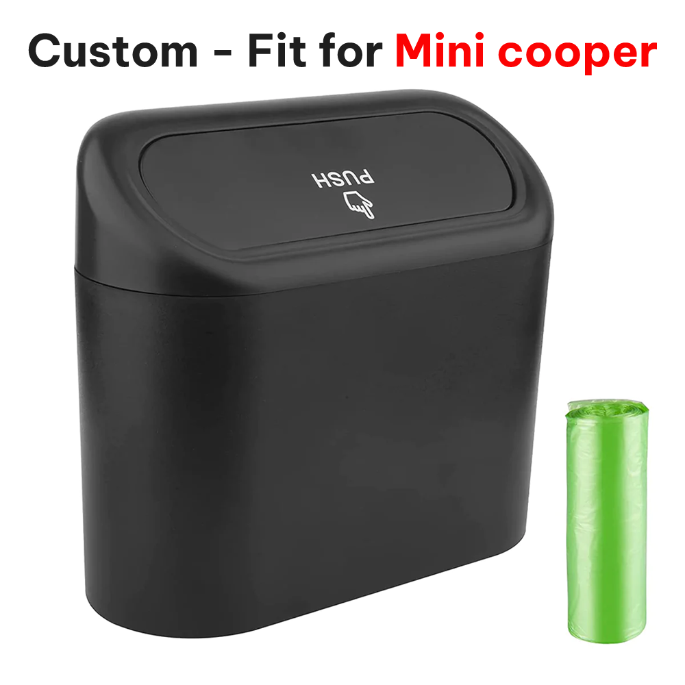 Delicate Leather Car Trash Can with Lid – Custom-Fit for Mini Cooper, Mini Waterproof Garbage Bin with Trash Bags, Cute Car Organizer for Storage & Waste - Delicate Leather