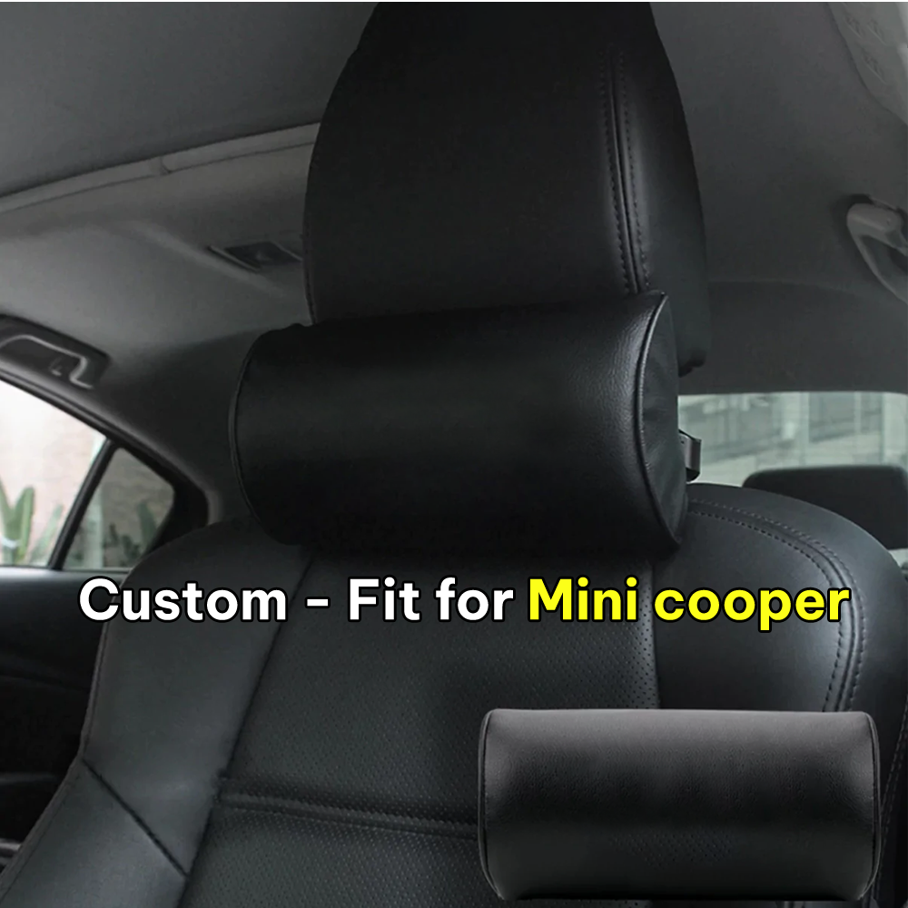 Neck Pillow, Custom-Fit For Mini Cooper, Car Seat Headrest Neck Rest Cushion for Driving Seat Auto Head Rest Neck Support DLMT244 - Delicate Leather