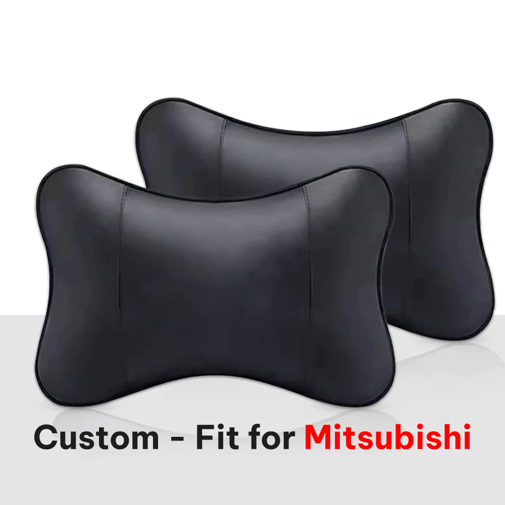 Thickened Foam Car Neck Pillow, Custom-Fit For Mitsubishi, Soft Leather Headrest (2 Pieces) for Driving Home Office DLNS245 - Delicate Leather
